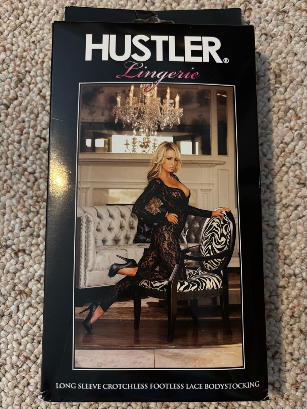 Hustler Hollywood Black Lace Long Sleeve Crotchless Footless Bodystocking